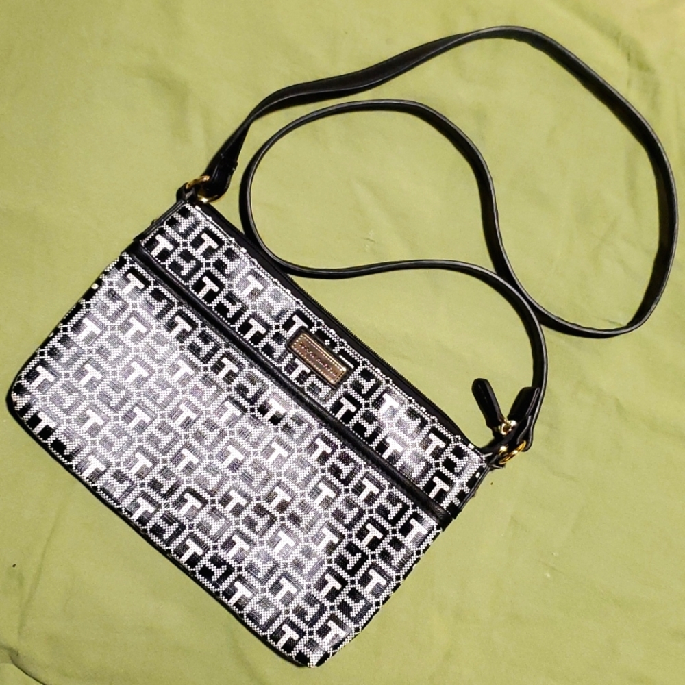 Tommy Hilfiger Black and White Crossbody Purse